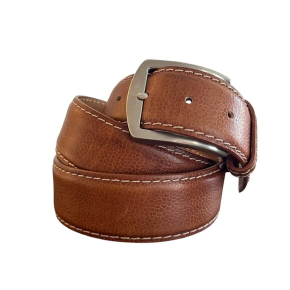Roger Ximenez ANTAS Cognac Pebble French Calf Leather Mens Belt 38" - Picture 1 of 15